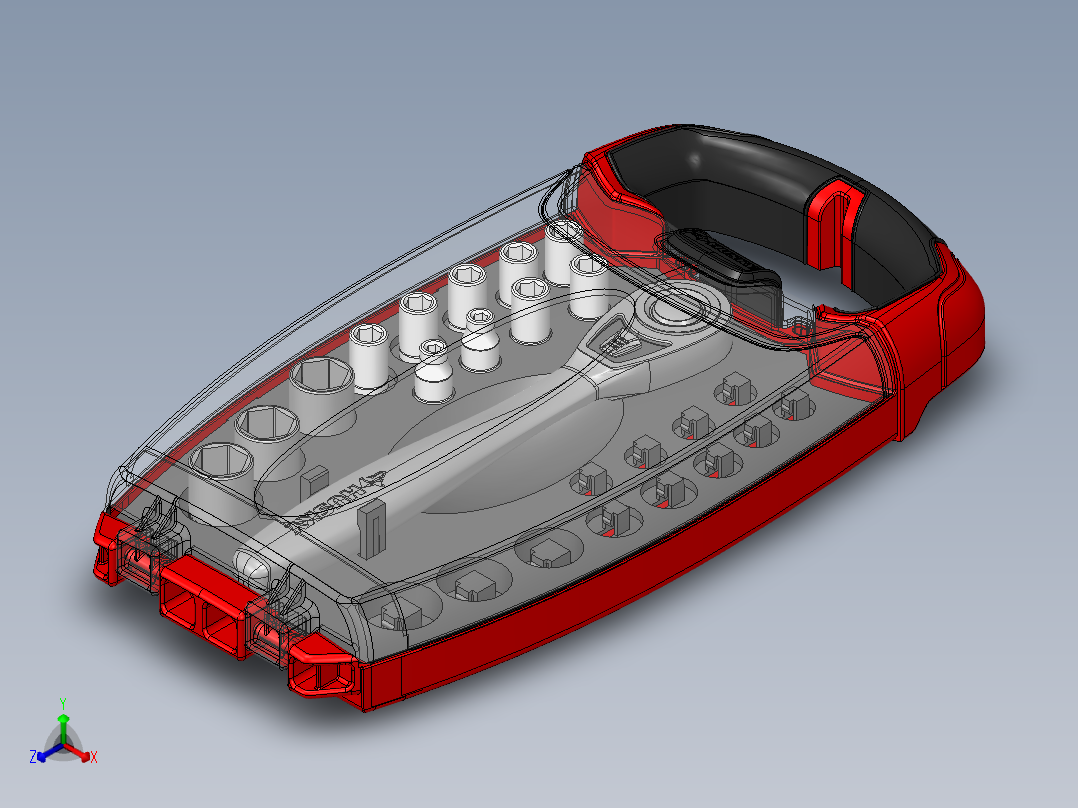 25PCS塑料工具盒套装==49809正等轴测图