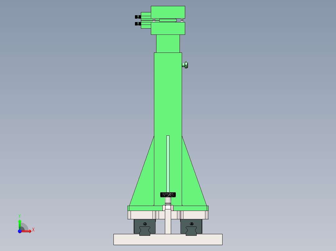 端部支撑立柱3d图纸 SolidWorks设计 轨道直线移动立柱自锁3d模型前视图