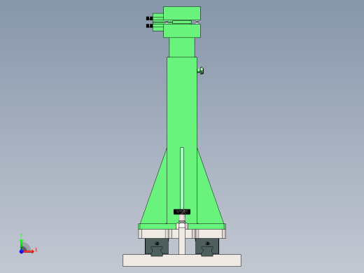 端部支撑立柱3d图纸 SolidWorks设计 轨道直线移动立柱自锁3d模型前视缩略图