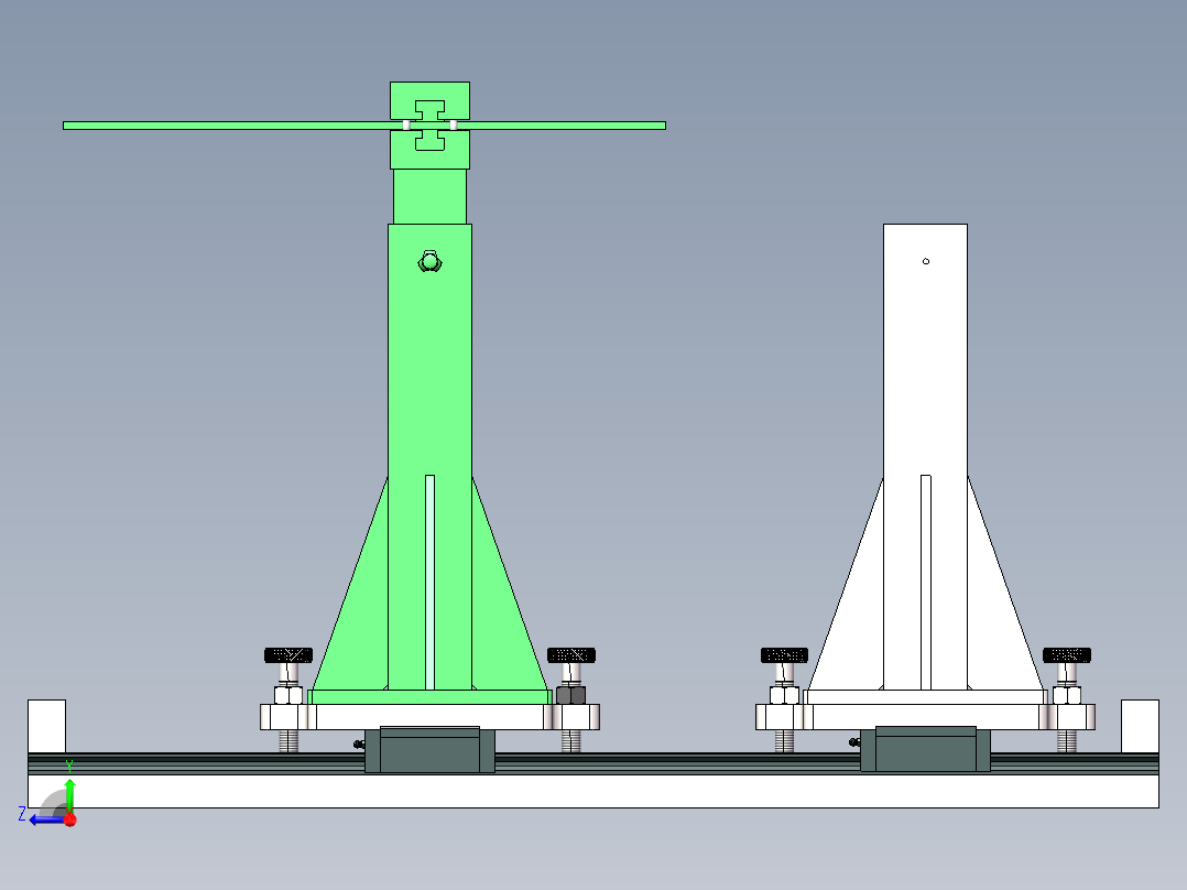 端部支撑立柱3d图纸 SolidWorks设计 轨道直线移动立柱自锁3d模型右视图