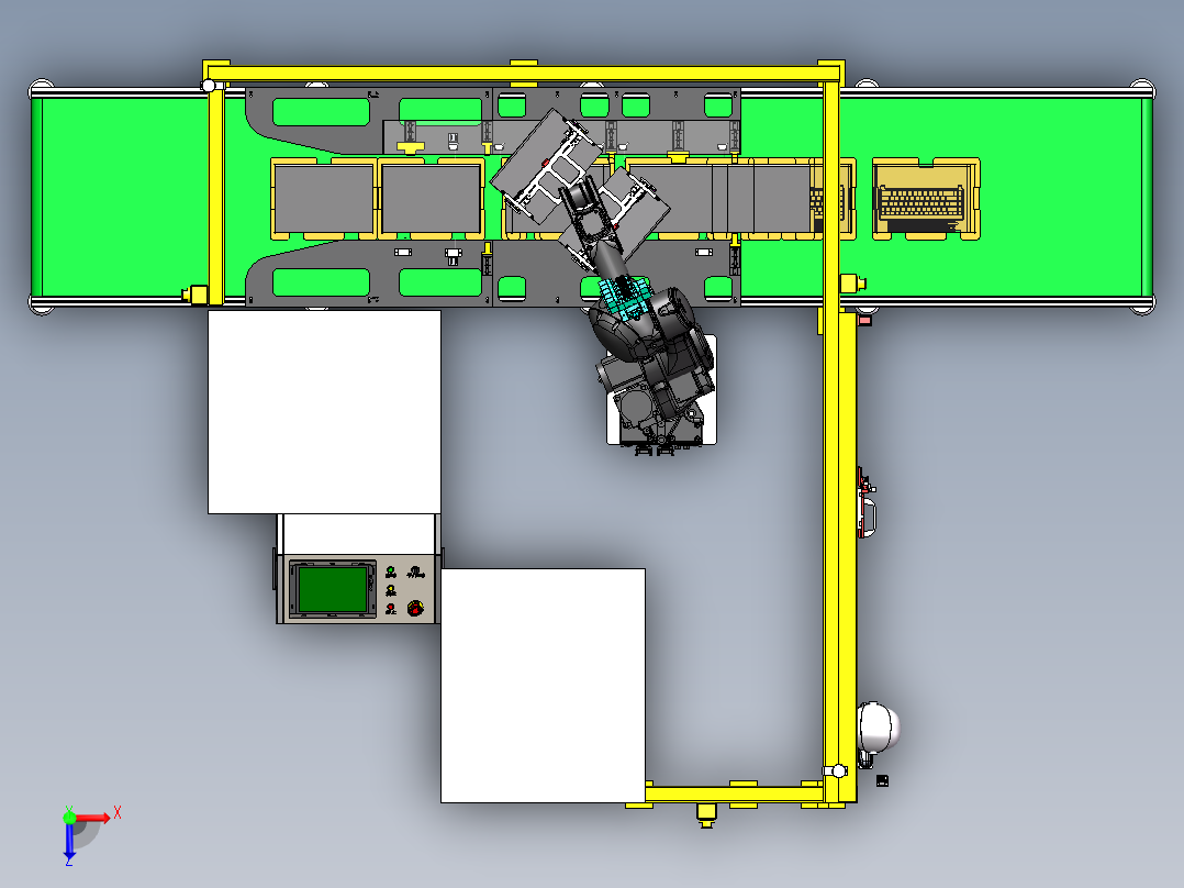 笔记本电脑自动搬运压合测试站sw16俯视图