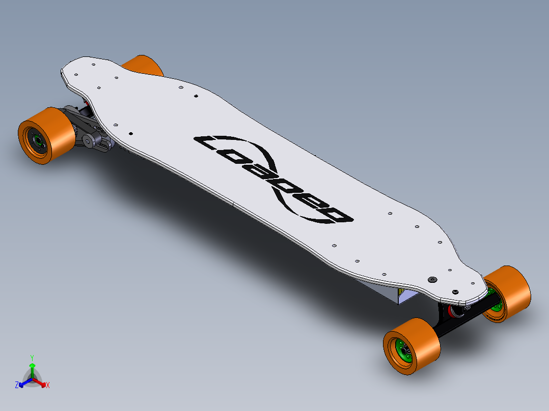 电动滑板正等轴测图