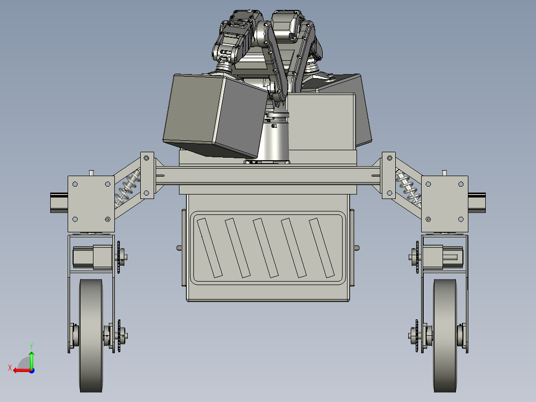 四向行驶的智能搬运车后视图