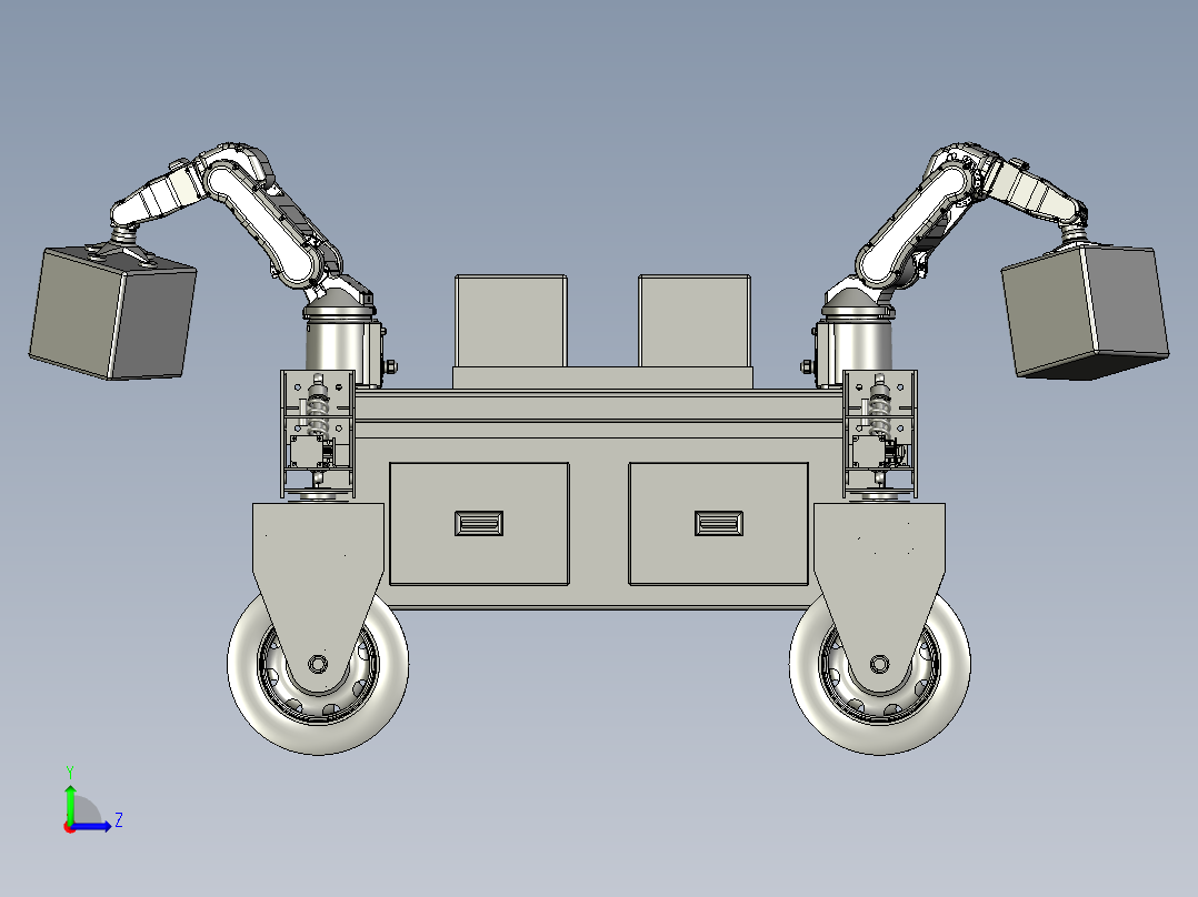 四向行驶的智能搬运车左视图