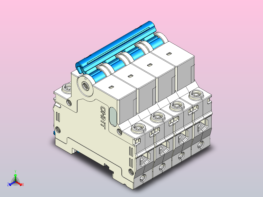 NXB-63 4P小型断路器三维模型202404 (1)正等轴测图