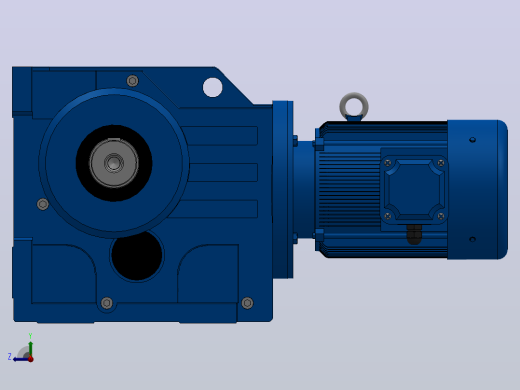 K107底脚轴伸式安装螺旋锥齿轮减速机K107-YV3-8P-110.83-M1-0°-A右视缩略图