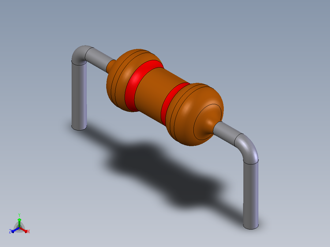 电子器件电阻电容Resistor 7_62mm DIP正等轴测图