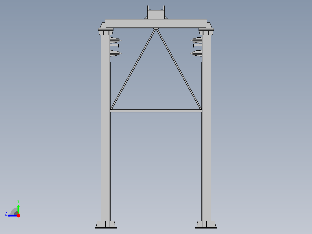 垂直式垃圾压缩中转站3d图纸 焊接框架分析+说明垃圾处理3d模型右视图