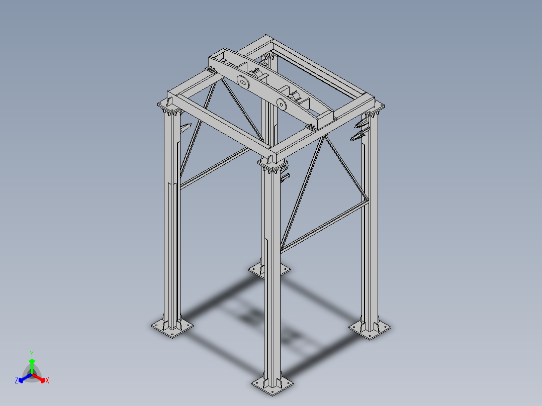 垂直式垃圾压缩中转站3d图纸 焊接框架分析+说明垃圾处理3d模型正等轴测图