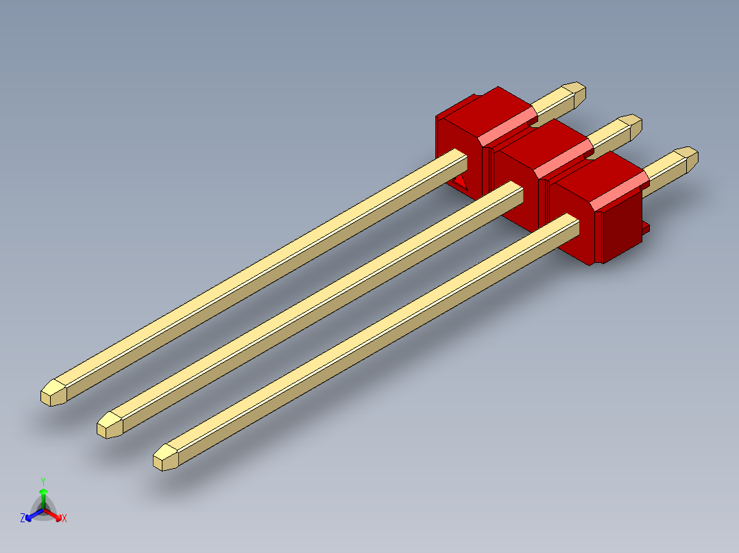 彩色公头100mil（2.54mm）系列-DS1021_red_1x03p_100mil_Type19_rev1.0主视图