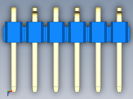 彩色公排针 100mil 2.54mm 系列-DS1022_blue_06p_100mil_Type_SMT_R2_rev1.0俯视缩略图