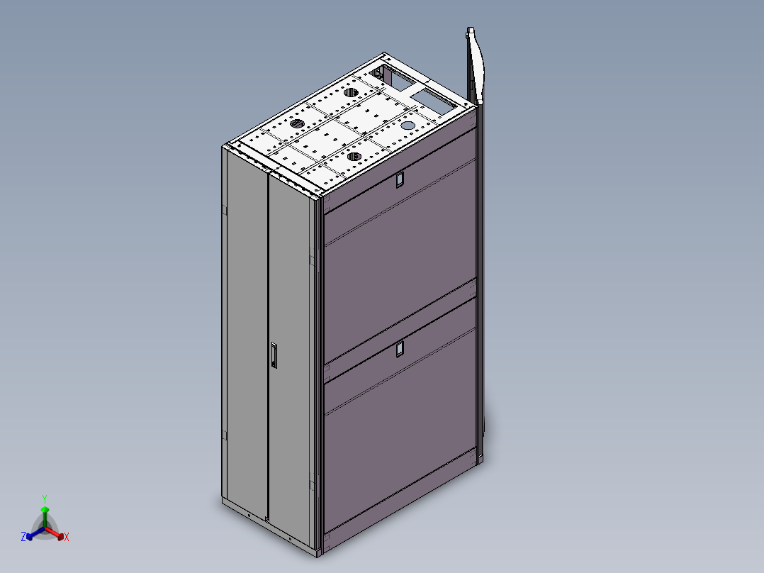 网络机柜3d模型正等轴测图
