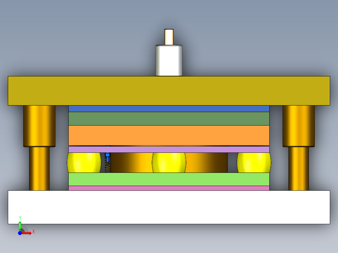 底架落料冲孔复合模（CAD图+Proe三维）前视图