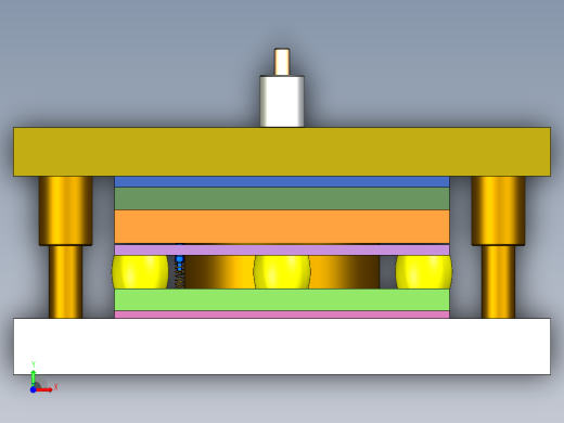 底架落料冲孔复合模（CAD图+Proe三维）前视缩略图