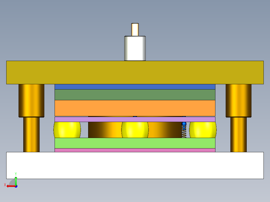 底架落料冲孔复合模（CAD图+Proe三维）后视图