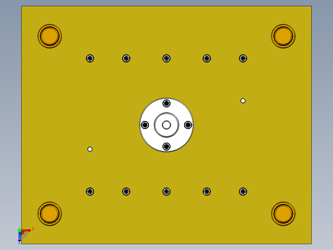 底架落料冲孔复合模（CAD图+Proe三维）俯视图