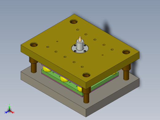 底架落料冲孔复合模（CAD图+Proe三维）正等轴测缩略图