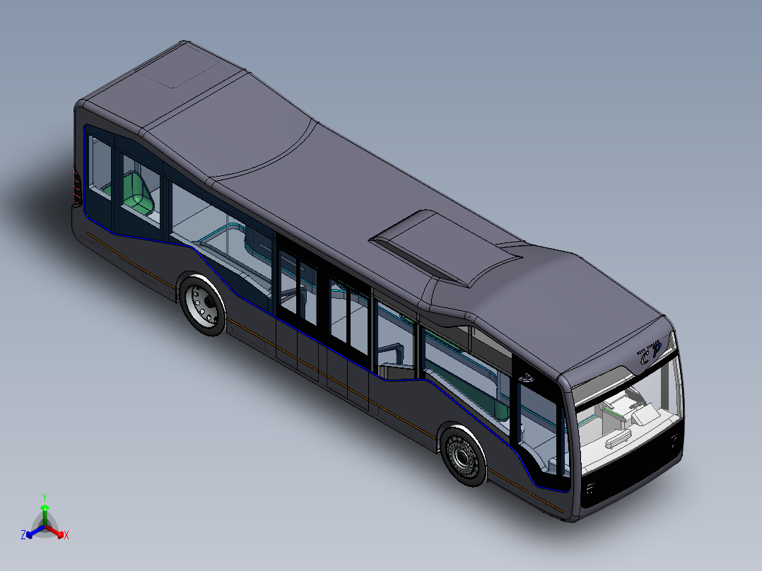 客车、公交车、奔驰未来巴士正等轴测图