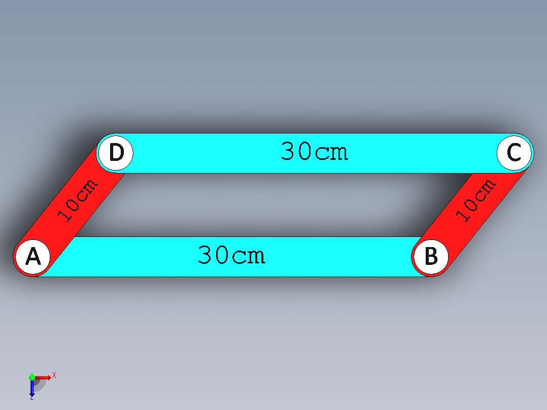 等曲柄和摇杆俯视图