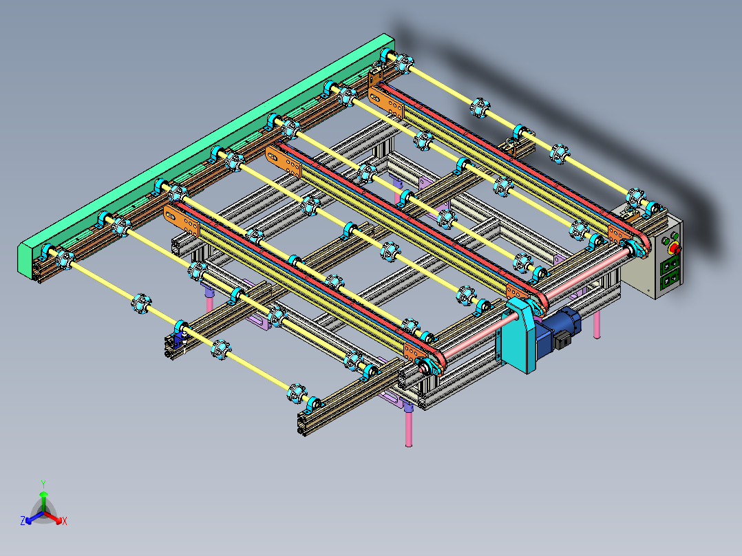 顶升换向输送线设计图正等轴测图