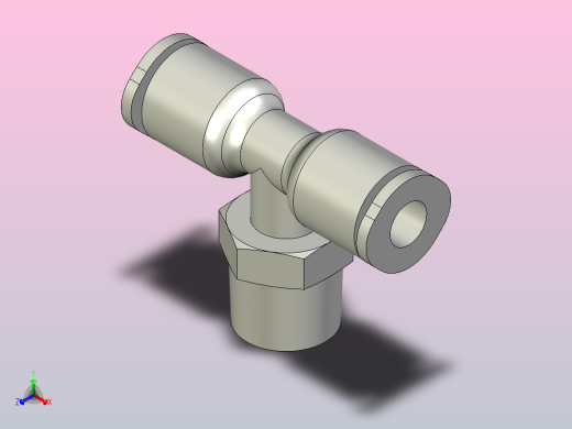 T型外螺纹三通快速接头[KJB6-02]正等轴测缩略图