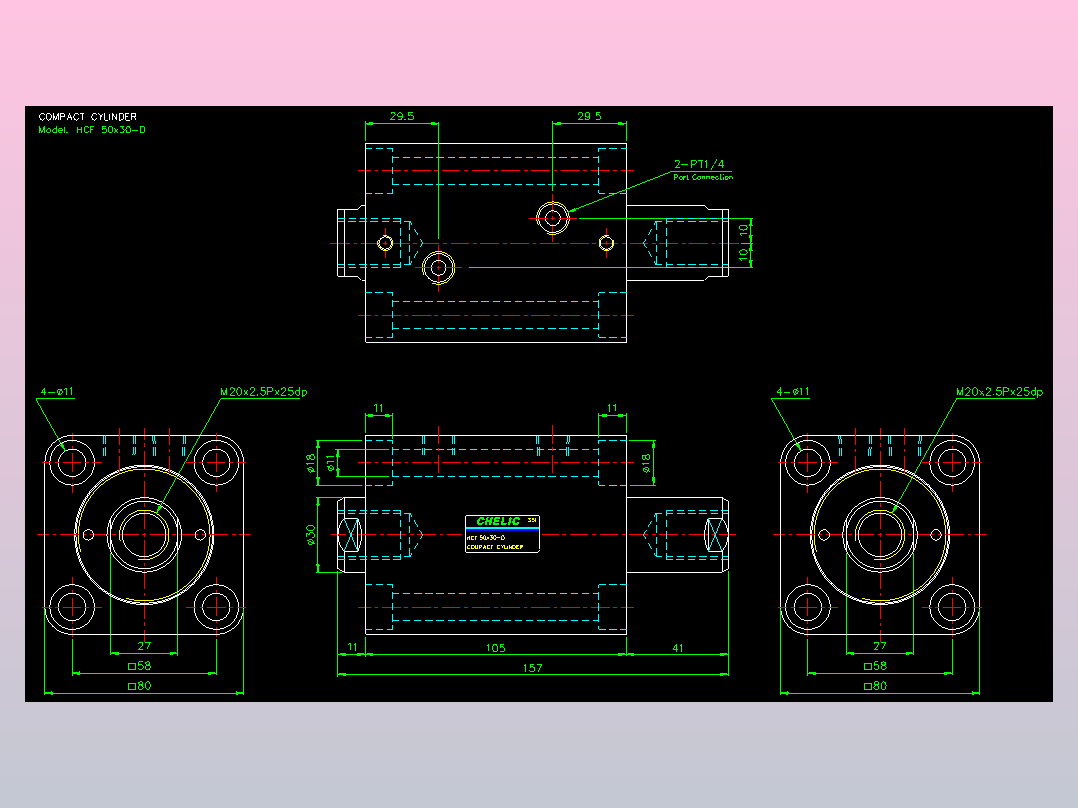 薄型气缸转角下压缸2D-HCF50x30-D