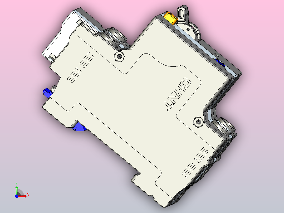 NXBFLE-32 1P&amp;N剩余电流动作断路器三维模型202202前视图