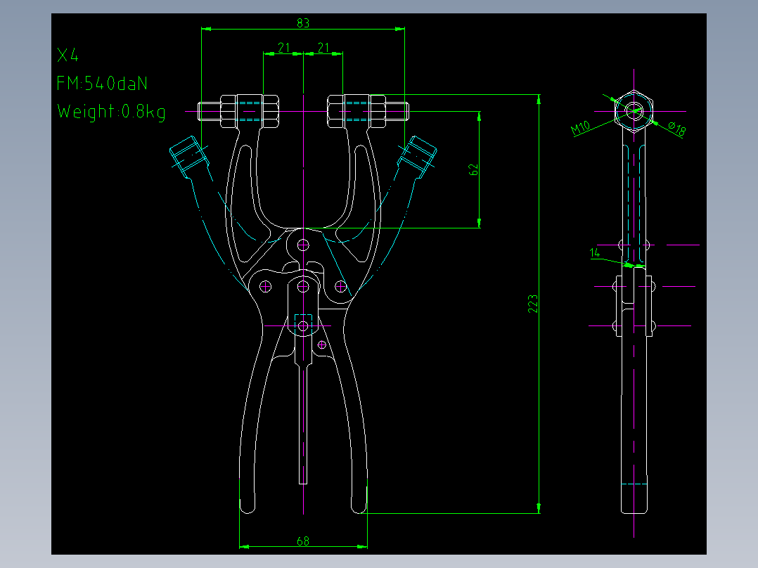 X4规格夹钳图纸CAD