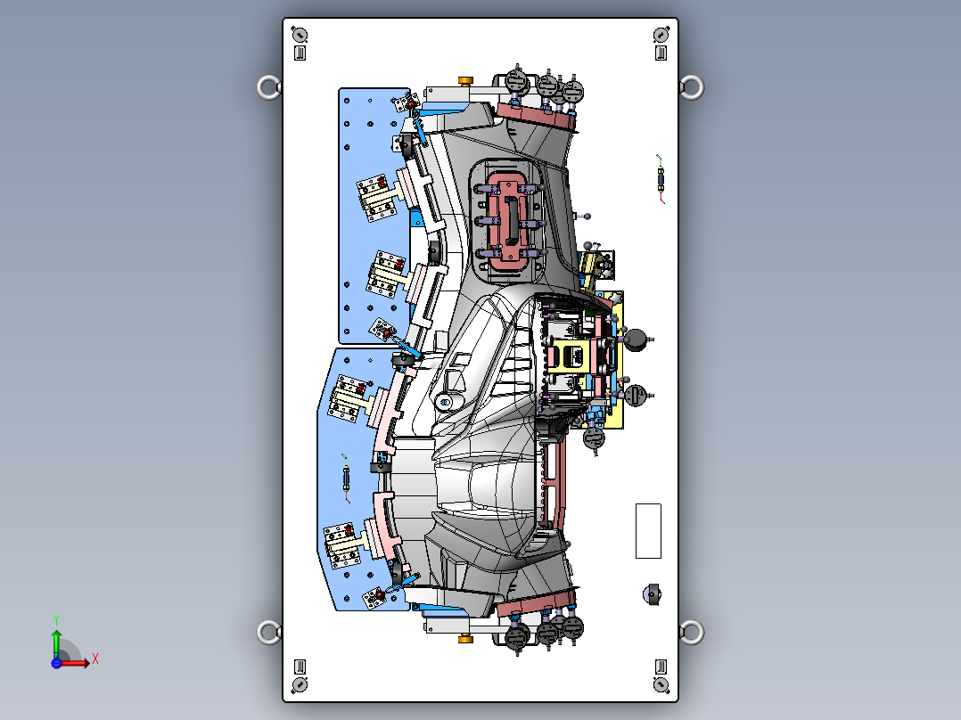 ZY2743 汽车仪表盘夹具检具设计（SolidWorks2014）前视图