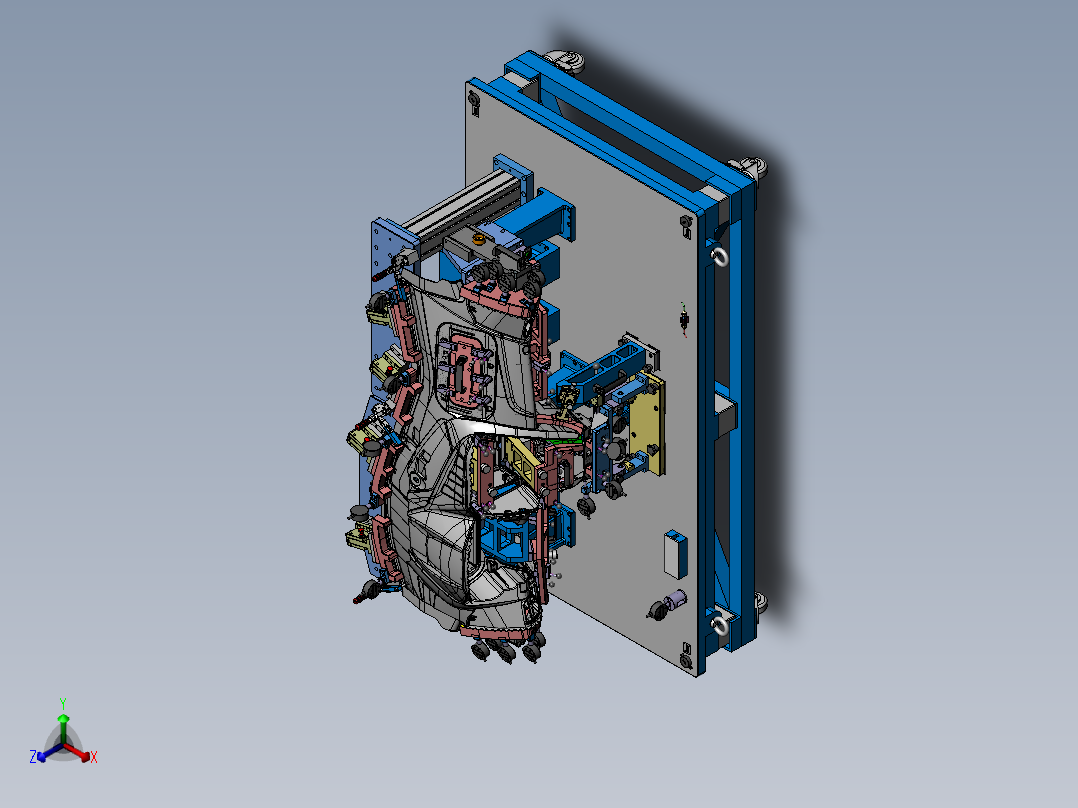 ZY2743 汽车仪表盘夹具检具设计（SolidWorks2014）正等轴测图