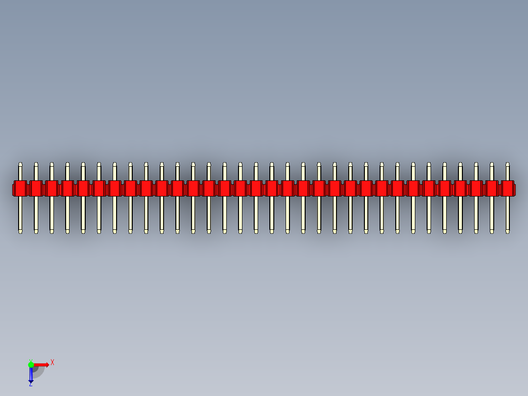 彩色公头100mil（2.54mm）系列-DS1021_red_2x32p_100mil_Type1_rev1.0俯视图