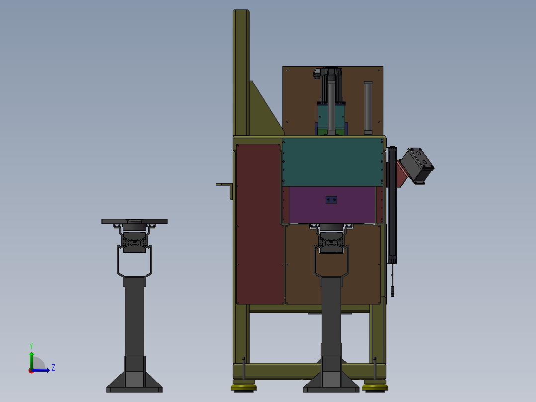 测试工作台非标设备装配左视图