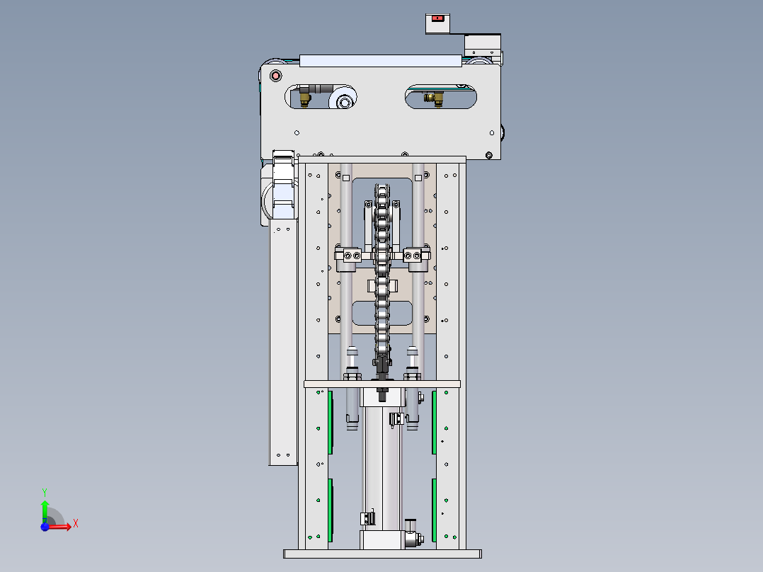可伸缩升降传送皮带机构前视图