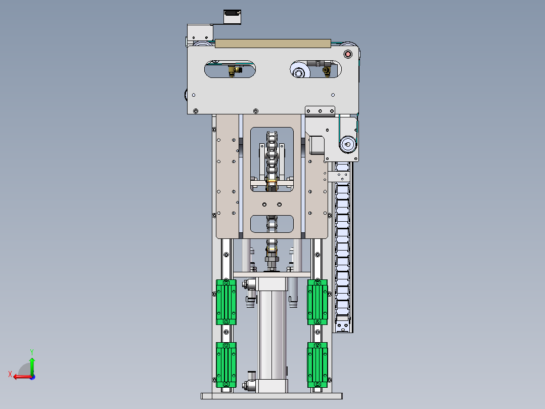可伸缩升降传送皮带机构后视图