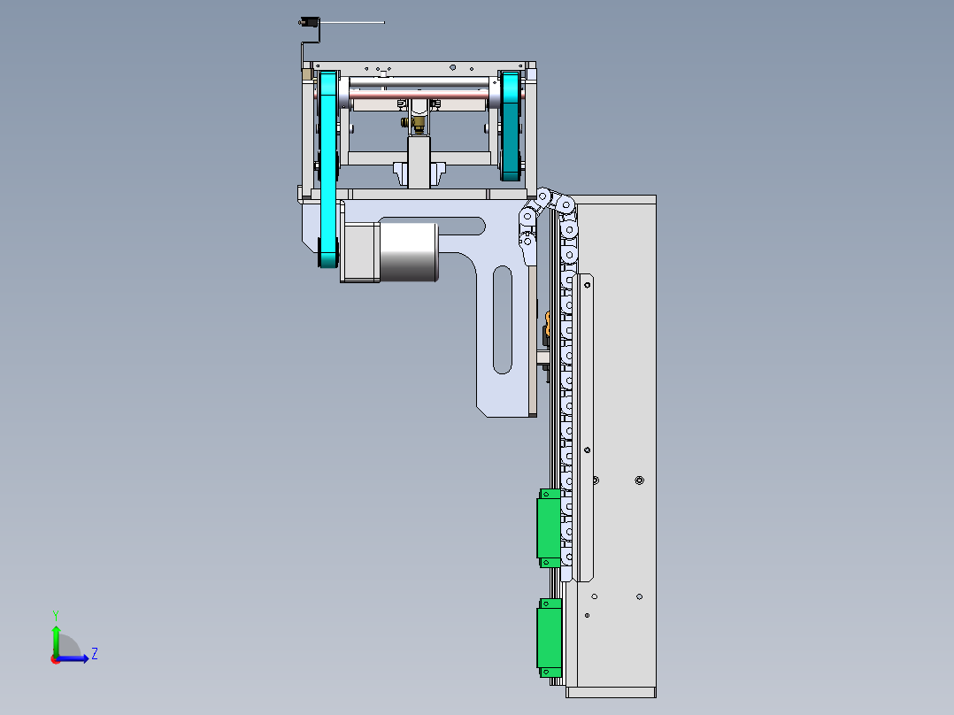 可伸缩升降传送皮带机构左视图