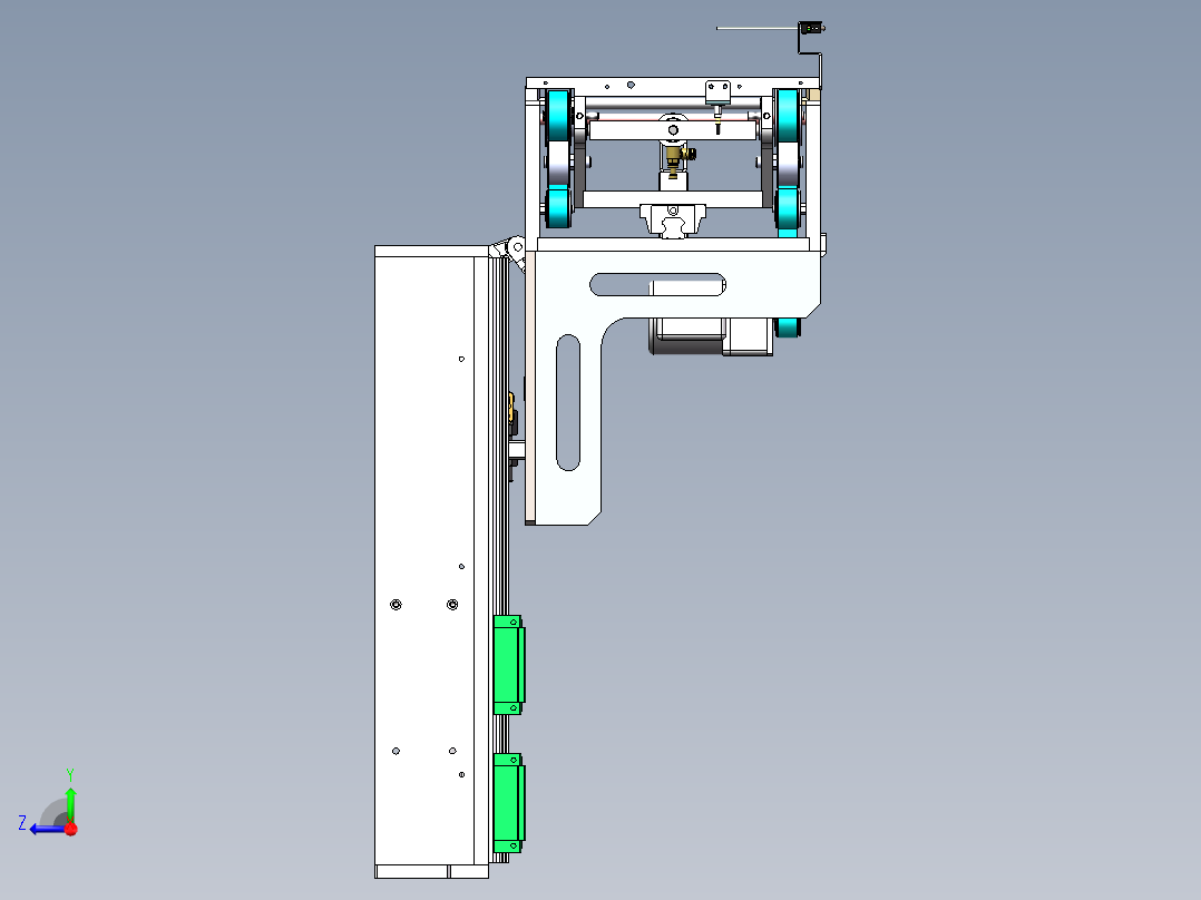 可伸缩升降传送皮带机构右视图