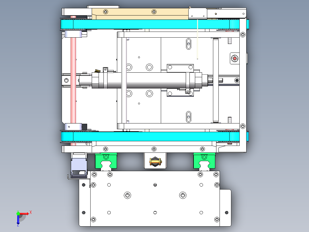 可伸缩升降传送皮带机构俯视图