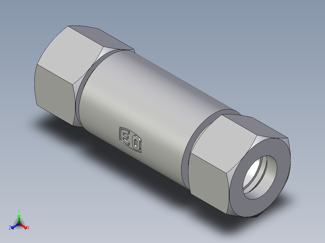 卡套式工业通用硬管接头EO_Weld_bulkhead_fitting_ESV20ZS71正等轴测图