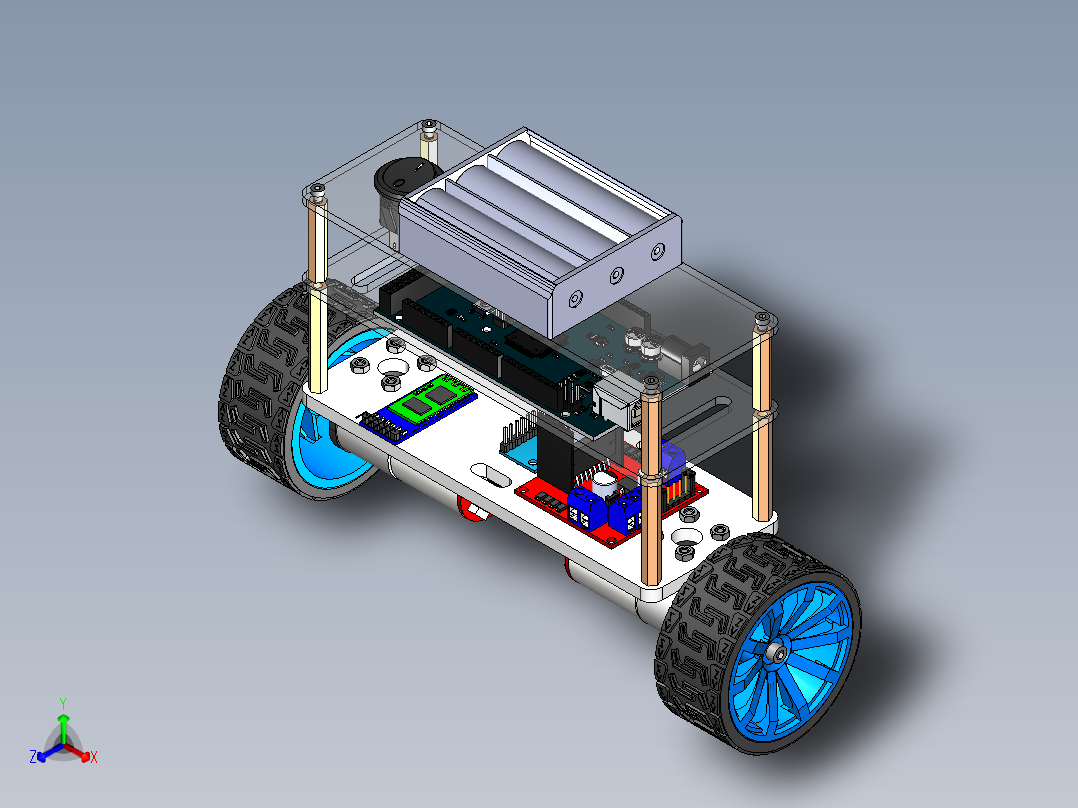 自平衡两轮编程小车sw21可编辑正等轴测图
