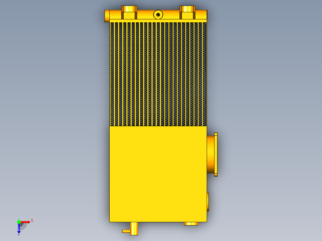 农机工程机械液压行走带油冷油箱俯视图