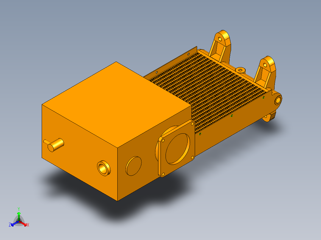 农机工程机械液压行走带油冷油箱正等轴测图