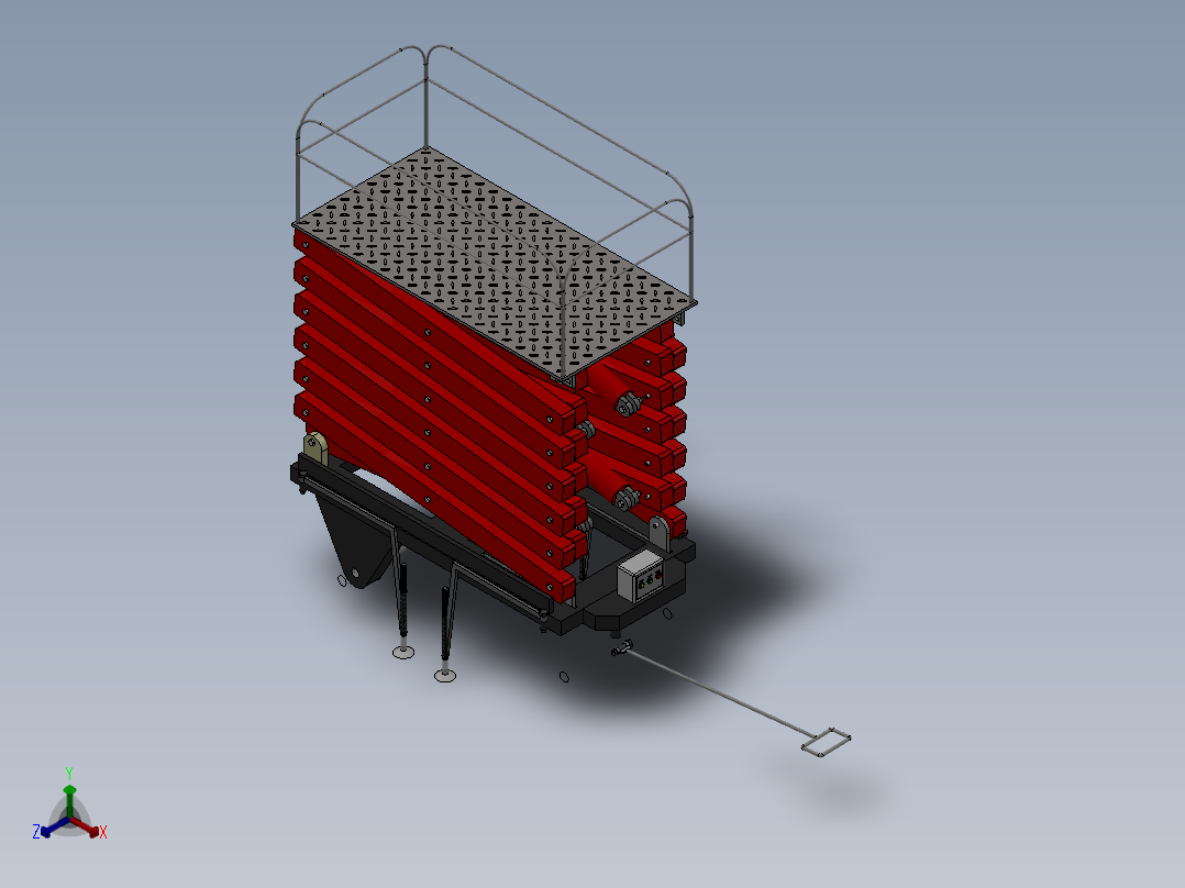 剪叉式升降机 、液压4轮升降平台正等轴测图