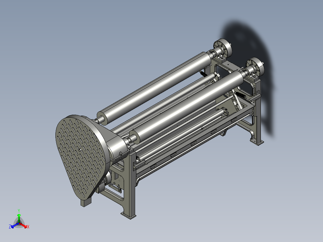 卷染机卷布辊蒸汽加热装置正等轴测图