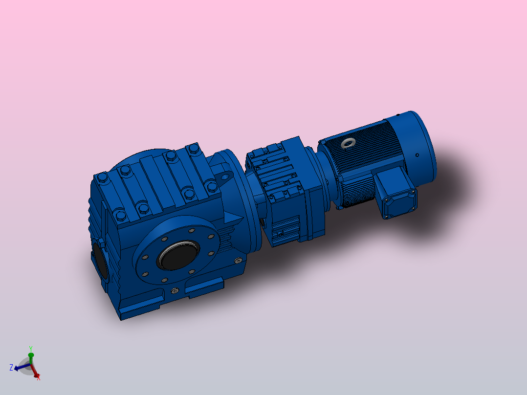 SA87R57组合式斜齿-蜗轮蜗杆减速机SA87R57-Y0.55-4P-558-M1-0°-A主视图