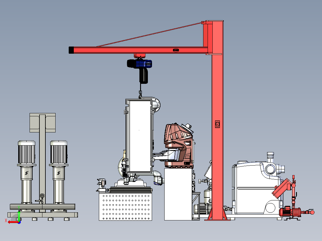 电机生产线step格式后视图