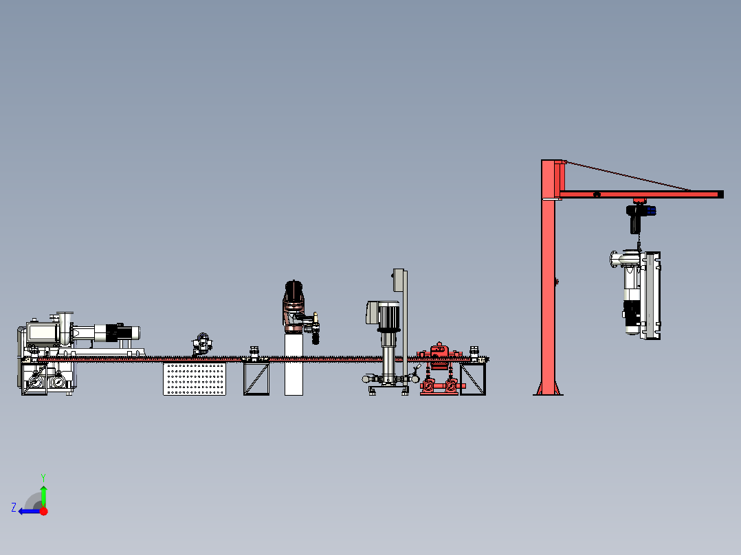 电机生产线step格式右视图