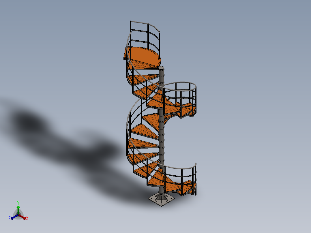 钢制螺旋楼梯正等轴测图