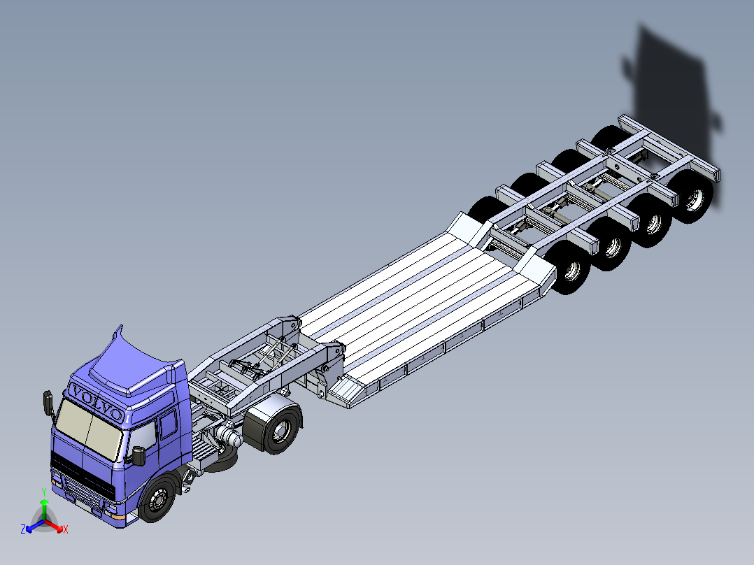 工程拖板车三维模型