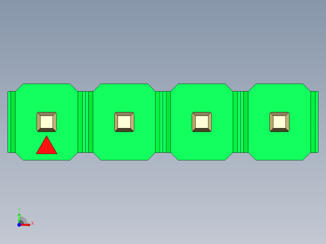 彩色公头100mil（2.54mm）系列-DS1021_green_1x04p_100mil_Type43_rev1.0前视图