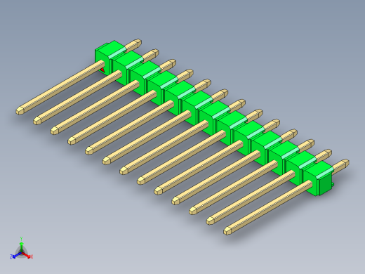 彩色公头100mil（2.54mm）系列-DS1021_green_1x13p_100mil_Type5_rev1.0